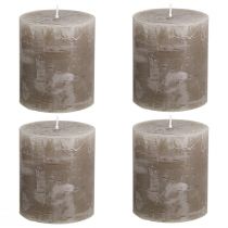 Prodotto Candele rustiche a colonna color marrone, 70x80 mm, set da 4; candele decorative di alta qualità per un'atmosfera accogliente