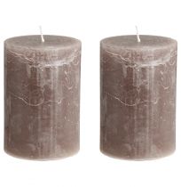 Prodotto Candele a colonna marroni tinta unita, 85x120 mm, set da 2, a lunga combustione, decorative
