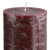 Prodotto Set di 4 candele a colonna color bordeaux, tinta unita, 70x120 mm - Candele decorative per l'ambiente domestico e il benessere