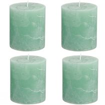 Prodotto Candele a colonna colorate, verde giada, 70×80 mm, set da 4, per decorazione e relax