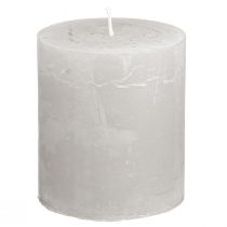 Prodotto Candele in tinta unita Candele a colonna grigio chiaro 70×80 mm 4 pz