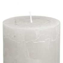Prodotto Candele colorate, grigio chiaro, candele a colonna 70×80 mm, 4 pezzi, decorazione rustica per casa e giardino
