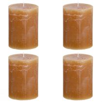 Prodotto Candele a colonna color caramello tinta unita 60×80 mm, set da 4, candele eleganti per la decorazione e l'intimità