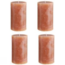 Prodotto Candele a colonna color caramello tinta unita 70×120 mm, set da 4, candele decorative, lunga durata di combustione, decorazioni per la casa, decorazioni per la tavola