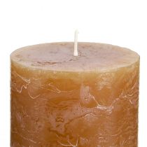 Prodotto Candele a colonna color caramello tinta unita 70×80 mm, set da 4 - Decorazione rustica, ideale per l'Avvento, fatte a mano