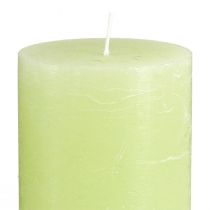 Prodotto Set di 4 candele a colonna verde lime - Eleganti candele decorative per la tavola e per l'ambiente domestico, 70x120 mm - Ideali per celebrazioni e uso quotidiano