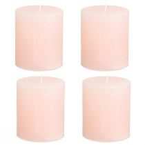 Prodotto Candele romantiche a colonna rosa tinta unita, rosa chiaro, 70×80 mm, set da 4 - Candele decorative per un'atmosfera accogliente