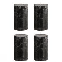 Prodotto Candele a colonna nere, tinta unita, 70×120 mm, set da 4 - Candele decorative rustiche per una decorazione elegante della tavola e per creare un'atmosfera accogliente
