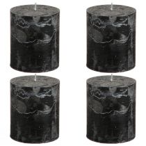 Prodotto Candele a colonna nere solide 70×80 mm, set da 4 - Eleganti candele decorative per corone dell'Avvento e Halloween