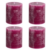 Prodotto Candele alla moda colorate Berry Purple, candele a colonna, 70×80 mm, set da 4, decorazione da tavola