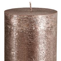 Prodotto Candele a colonna in rame colorato, 85 mm x 200 mm, set da 2 - lunga durata di combustione, design metallico festivo per la decorazione