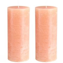 Prodotto Set di 2 candele a colonna, design pesca, 85x200 mm - Lunga durata di combustione, cera colorata per decorazione e relax