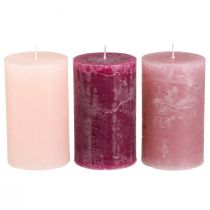 Prodotto Candele a colonna tinta unita 3 colori Berry 60×100mm 12 pz
