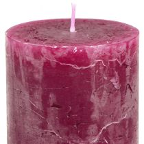 Prodotto Set di candele a colonna, 3 colori, toni rosa bacca, marmorizzate, candele decorative 60x100mm, 12 pezzi