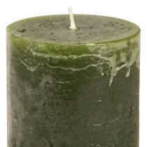 Prodotto Set di 12 candele a colonna colorate in verde, 60x100 mm, decorazione romantica, lunga durata, per decorazioni domestiche e celebrazioni