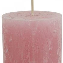 Prodotto Candele tinta unita rosa rustiche autoestinguenti 60×110mm 4 pz
