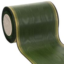 Prodotto Elegante nastro a corona moiré verde scuro, 125 mm con bordo in perle dorate, nastro da lutto, decorazione per matrimonio, nastro a fiocco