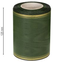 Prodotto Elegante nastro a corona moiré verde scuro, 125 mm con bordo in perle dorate, nastro da lutto, decorazione per matrimonio, nastro a fiocco