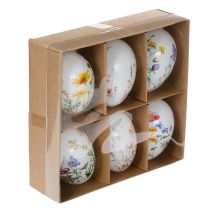 Prodotto Uova di Pasqua con motivi primaverili e floreali, decorazione pasquale di alta qualità, 6 cm, 6 pezzi