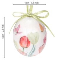 Prodotto Decorazione per uova di Pasqua, motivo tulipano con nastro per appendere e decorazione primaverile, 6 cm, 12 pezzi
