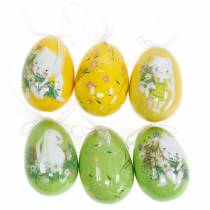 Bouquet di Pasqua decorativo uovo da appendere giallo, verde assortito H7cm 6 pezzi
