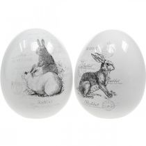 Uovo di coniglio in ceramica bianca Ø12,5cm H16cm 2pz