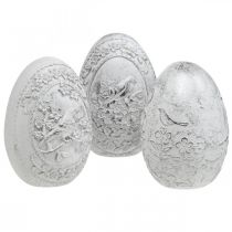 Uovo di Pasqua nostalgia motivo uccello Decorazione pasquale da posizionare bianco H9.5cm 3pz