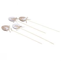 Prodotto Tappi per fiori Decorazione pasquale Uovo in legno con coniglietto naturale 5×7 cm 12 pz