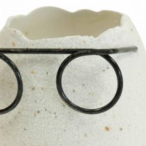 Vaso decorativo uovo con bicchieri decoro pasquale bianco Ø7,5cm H9cm 6 pezzi