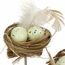 Tappo decorativo nido d&#39;uccello, decorazione pasquale, nido con uova 23 cm 6 pezzi