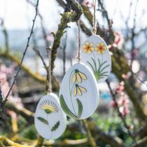 Uova da appendere, uova di Pasqua in legno, motivo floreale, bucaneve tarassaco Winterling H14cm 3pz
