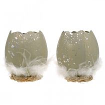 Prodotto Uovo per decorare, Pasqua, metà uovo decorativo, decorazione primaverile Ø8cm H10cm grigio, argento 4pz