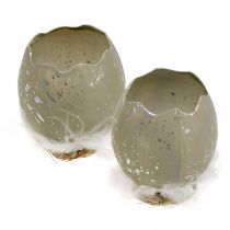 Prodotto Uovo per decorare, Pasqua, metà uovo decorativo, decorazione primaverile Ø8cm H10cm grigio, argento 4pz