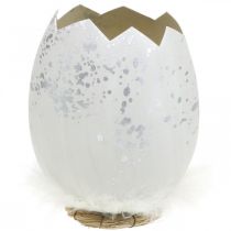 Uovo decorativo, metà uovo per decorare, decorazione pasquale Ø10,5 cm H14,5 cm bianco, argento 3 pezzi