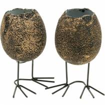 Fioriera uovo con gambe guscio d&#39;uovo marrone oro 13 cm 4 pezzi