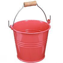 Prodotto Secchio portafiori in metallo manico rosa 16x17,5x16cm 2pz