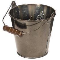 Prodotto Secchiello decorativo con abeti e manico in legno, 13 cm