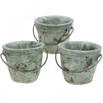 Secchio per piantare, vaso in ceramica, decorazione del secchio, ottica antica Ø11,5 cm H10,5 cm 3 pezzi