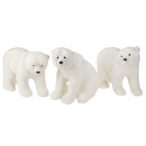 Prodotto Figure decorative di orso polare in piedi e seduto bianco 16/20 cm 3 pezzi