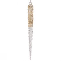 Prodotto Ghiaccioli decorativi per appendere glitter champagne 14,5 cm 4 pezzi