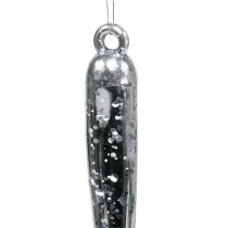 Ghiaccioli decorativi da sospendere trasparenti, argento 26 cm 2 pezzi