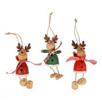 Prodotto Appendino decorativo in legno con decorazione alce Natale verde rosso 10,5 cm 6 pezzi