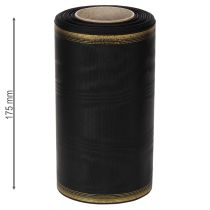 Prodotto Elegante nastro a corona moiré, 175 mm nero con bordo perlato e trama in taffetà, nastro decorativo per fiori funebri, nastro a fiocco, 25 m