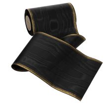 Prodotto Elegante nastro a corona moiré, 175 mm nero con bordo perlato e trama in taffetà, nastro decorativo per fiori funebri, nastro a fiocco, 25 m