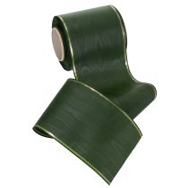 Prodotto Elegante nastro moiré verde per ghirlande con bordo dorato, 100 mm x 25 m, per composizioni floreali e decorazioni funebri.