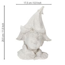Prodotto Statuetta decorativa a forma di testa di gnomo per eleganti accenti da giardino e soggiorno, grigia, 30 cm