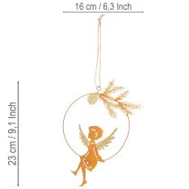 Prodotto Anello decorativo a forma di angelo, in metallo, finitura effetto ruggine, decorazione natalizia, 23,5 x 16,5 cm, 3 pezzi