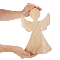 Prodotto Angelo decorativo in legno chiaro naturale, decorazione natalizia, 30 cm