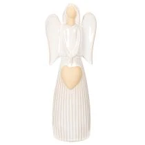 Prodotto Statuetta di angelo con decorazione a cuore, color bianco crema, 23 cm