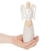 Prodotto Statuetta di angelo con decorazione a cuore, color bianco crema, 23 cm